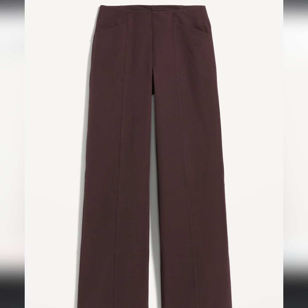 High-Waisted Wide-Leg Pants XXL Tall Plum/Wine